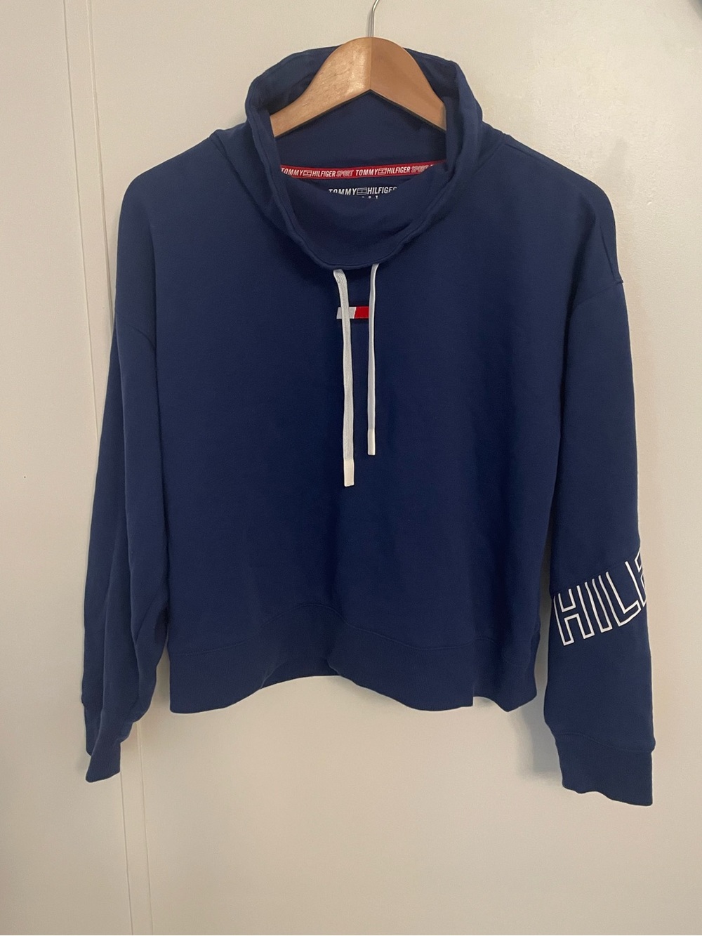 Tommy Hilfiger Navy Funnel Neck Pullover Sweatshirt Preppy, Sailing Sz M